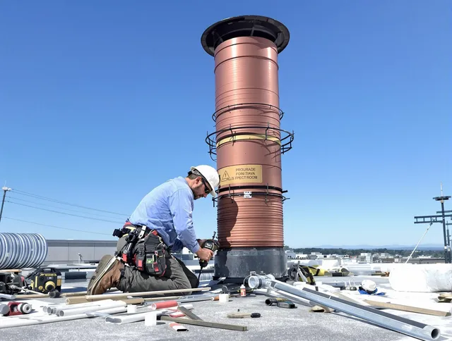 Installed chimney liner by Clinton Chimney Sweep in Clinton, MA