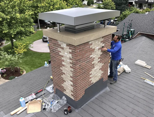 Clinton Chimney Sweep team working on a custom chimney remodel in Clinton, MA