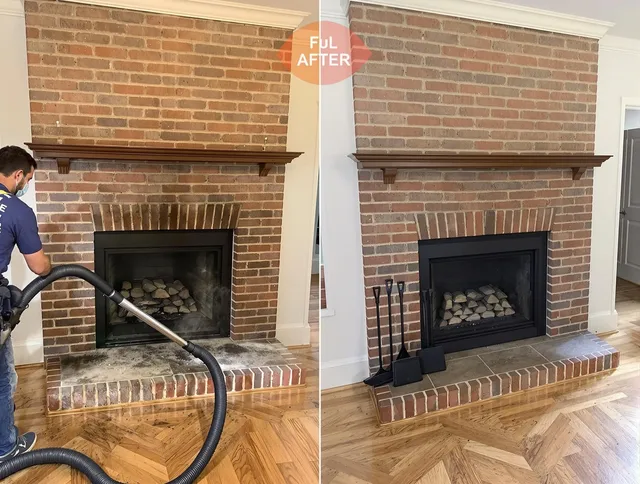 Clinton Chimney Sweep carefully sanitizing a fireplace in Clinton, MA