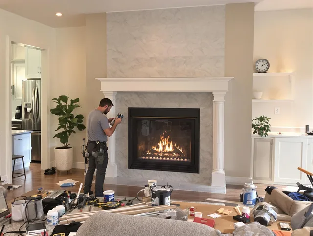 Newly installed fireplace by Clinton Chimney Sweep in Clinton, MA